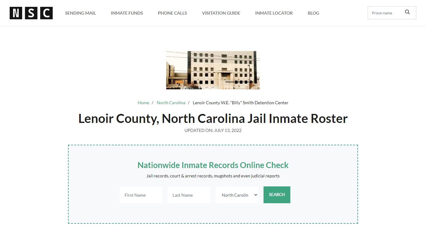 Lenoir County, North Carolina Jail Inmate List