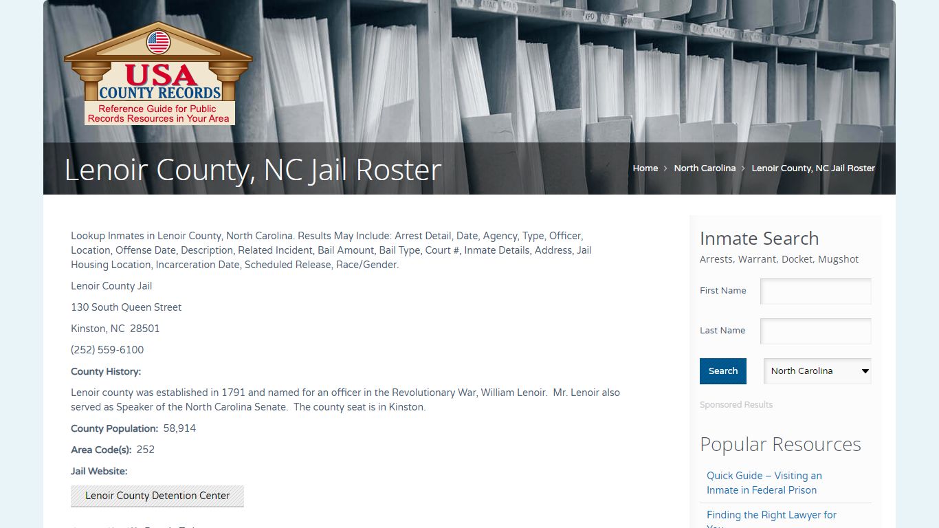Lenoir County, NC Jail Roster | Name Search